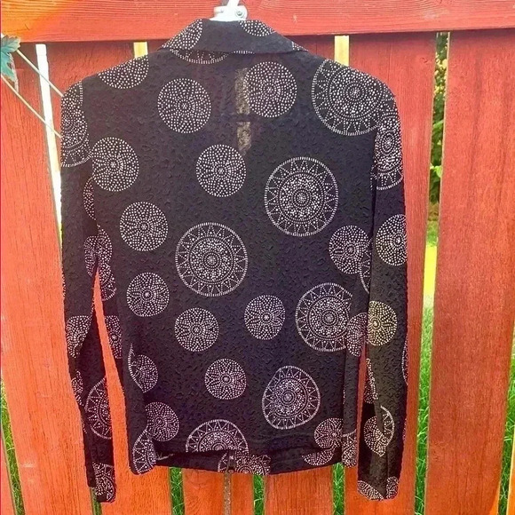 Hiroko Formal Light Weight Zip Up Jacket w Circular  Pattern on Textured Fabric - Picture 4 of 7